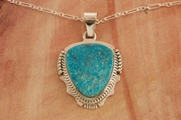 Native American Jewelry Genuine Kingman Turquoise Pendant